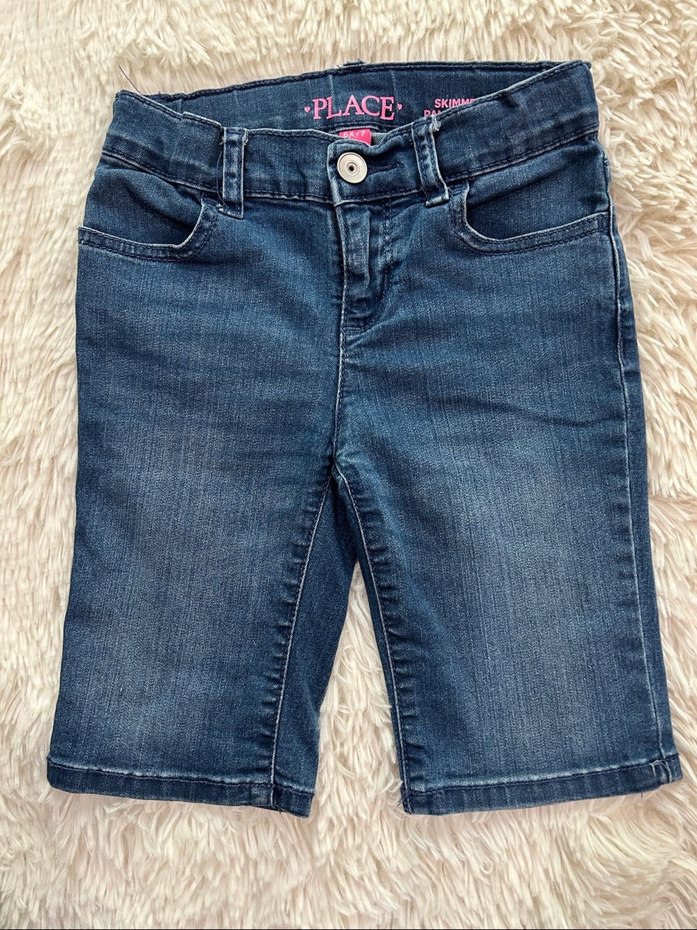 The Children's Place Dark Blue Denim Bermuda Jean Shorts Size 6X/7 Girls Shorts